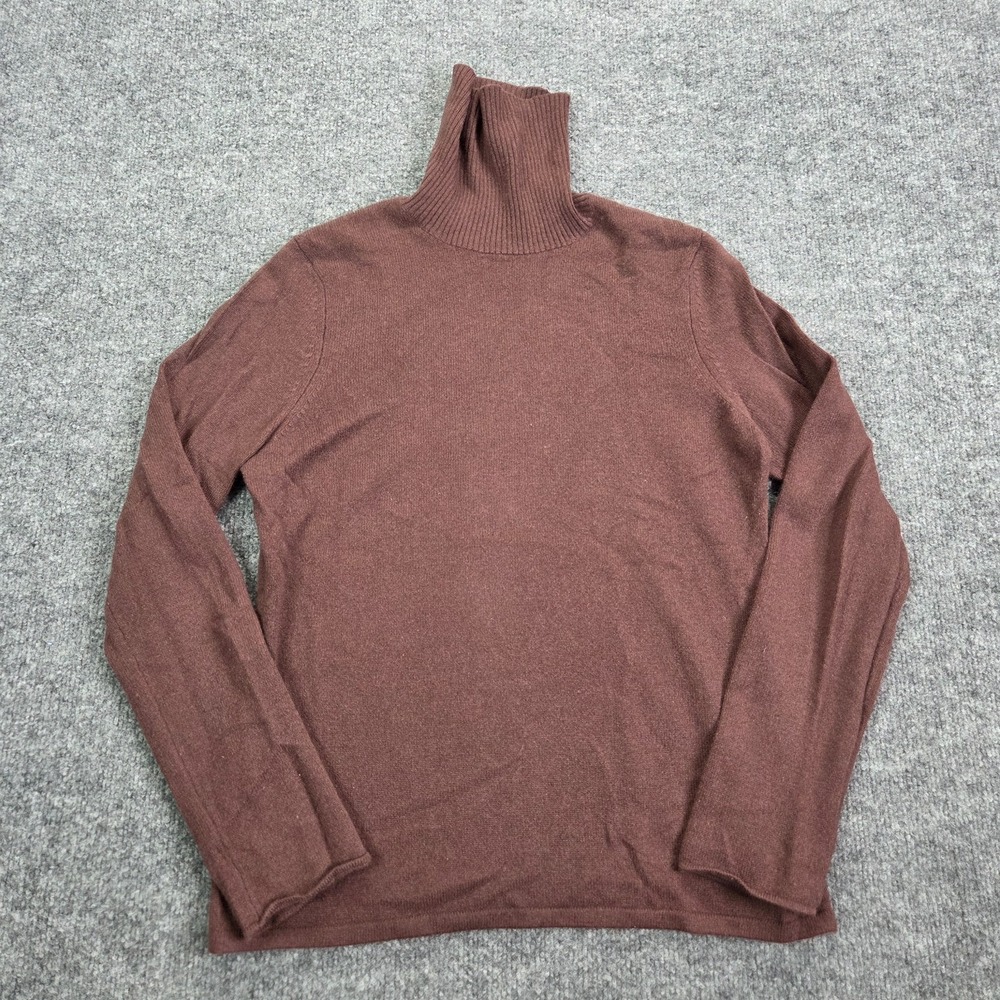 Sutton‎ Studio Sweater Womens M Brown 100% Cashmere Ribbed Turtleneck Pullover